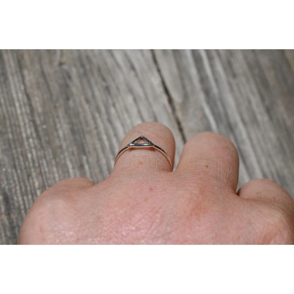 Triangle silver ring simple wedding band 2mm wide sterling silver ring minimalis